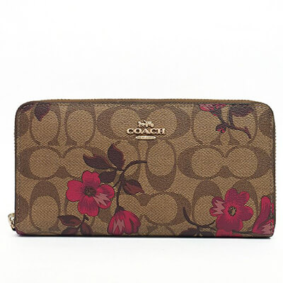 コーチ アコーディオン ヴィクトリアン フローラル ジップアラウンドウォレット F87716