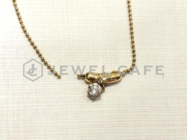 K18 チェーン切れダイヤモンド付きネックレス 18金 750