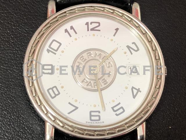 エルメスの時計 セリエシルバーモデルホワイト
