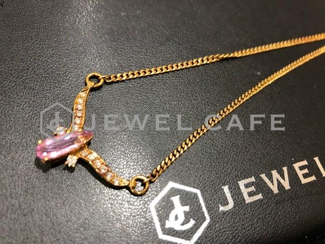 K18 色石メレダイヤ付きネックレス