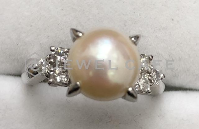 pt900  メレダイヤと真珠のリング