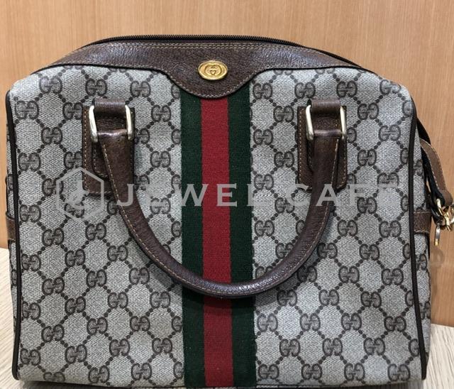 GUCCI オールドグッチ シェリーライン ボストンバッグ インターロッキング